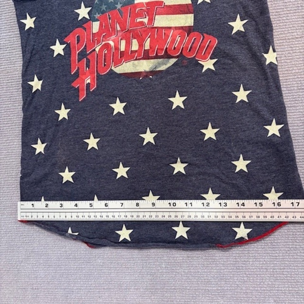 Planet Hollywood Women's Graphic Blue‎ Tank Top White Stars Racerback Large - Picture 6 of 7